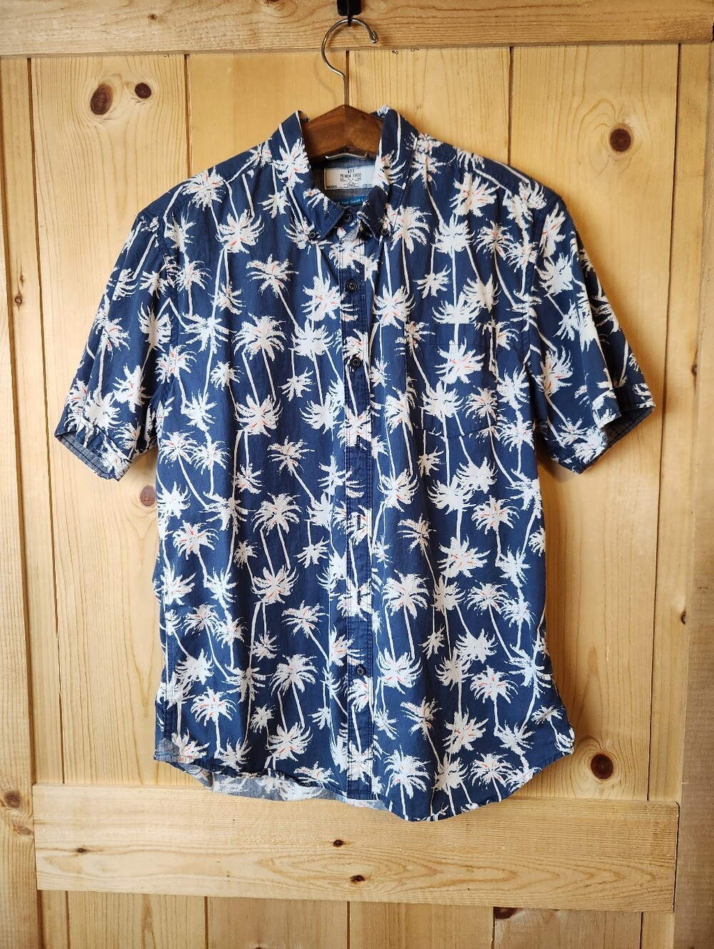 MBX Premium Goods Palm Tree Tropical Print Short Sleeve Hawaiian Button-Up Shirt
